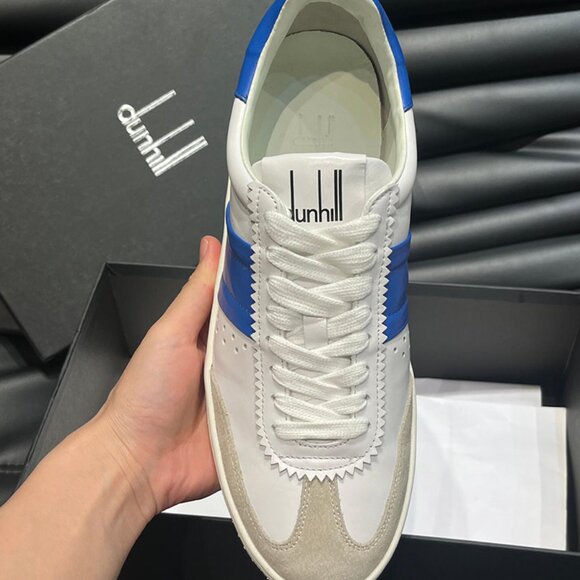 Dunhill Mens Suede Stitching Sneakers White/Blue main image 10